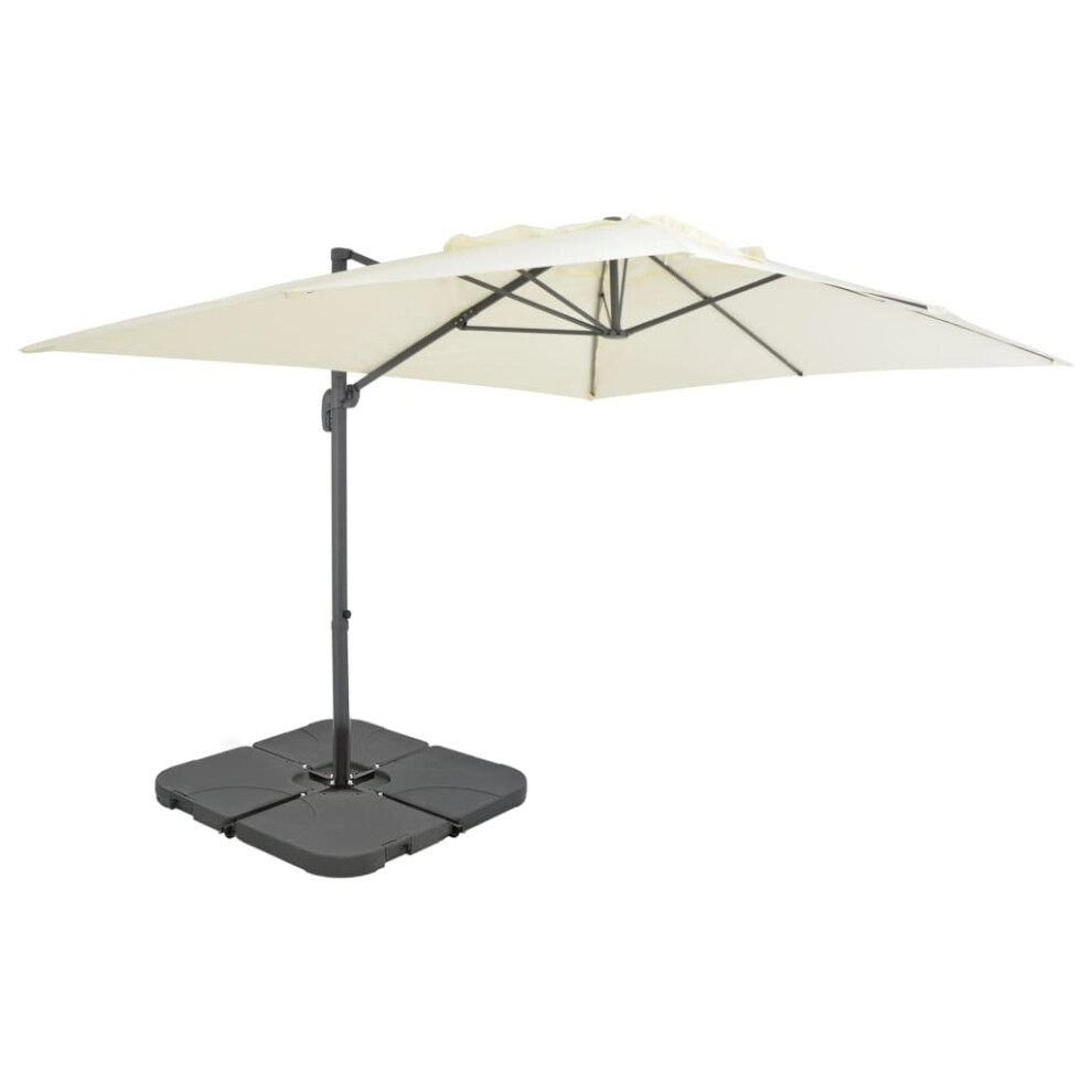 Vidaxl (Sand) Outdoor Umbrella With Portable Base Garden Sunshade Parasol Sun Shelter