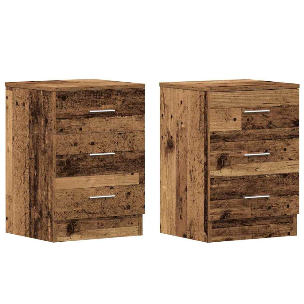 Vidaxl (Old Wood, 2 Pcs) 1/2X Bedside Cabinet Chipboard Bedroom Nightstand Stand Multi Colours