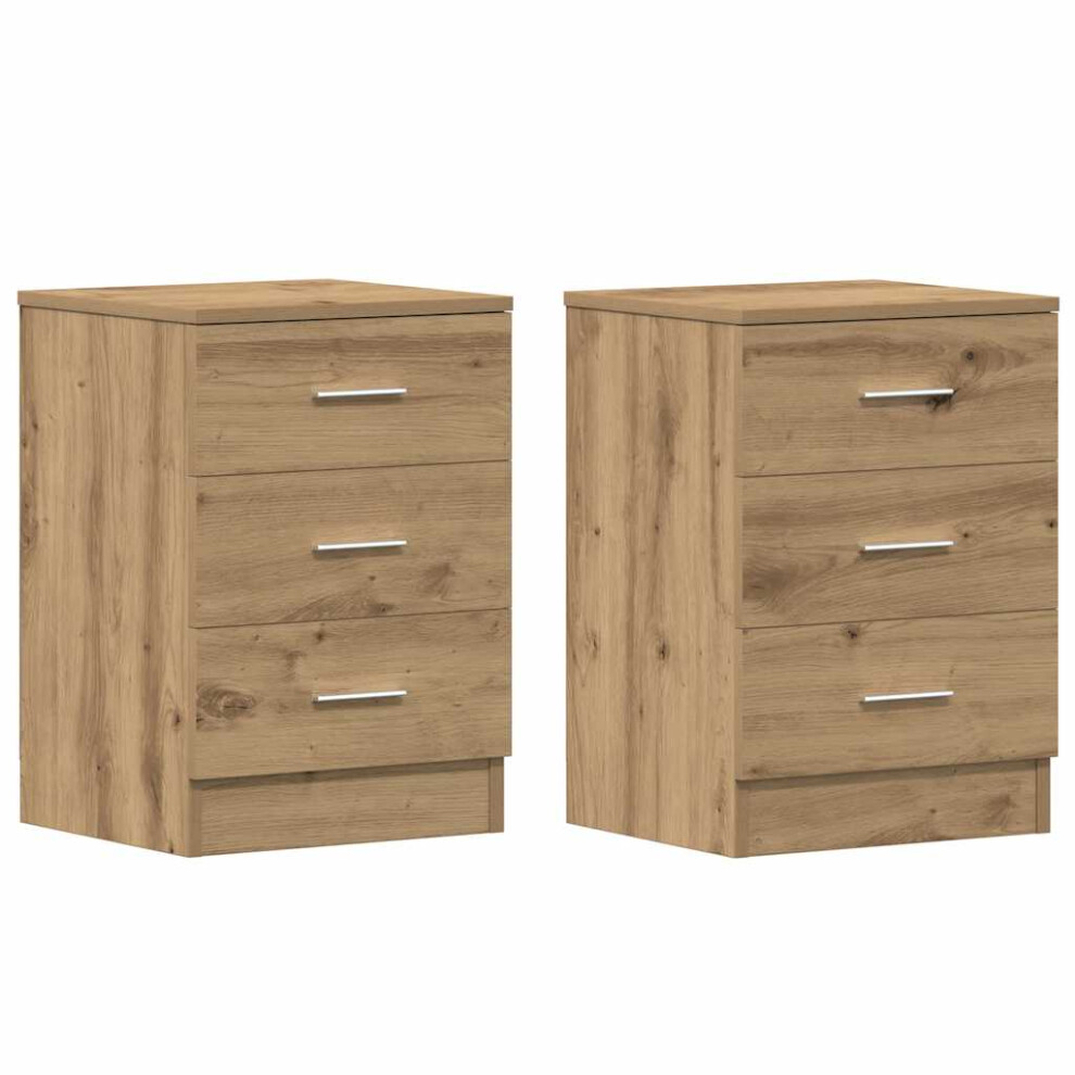 (artisan oak, 2 pcs) vidaXL 1/2x Bedside Cabinet Chipboard Bedroom Nightstand Stand Multi Colours