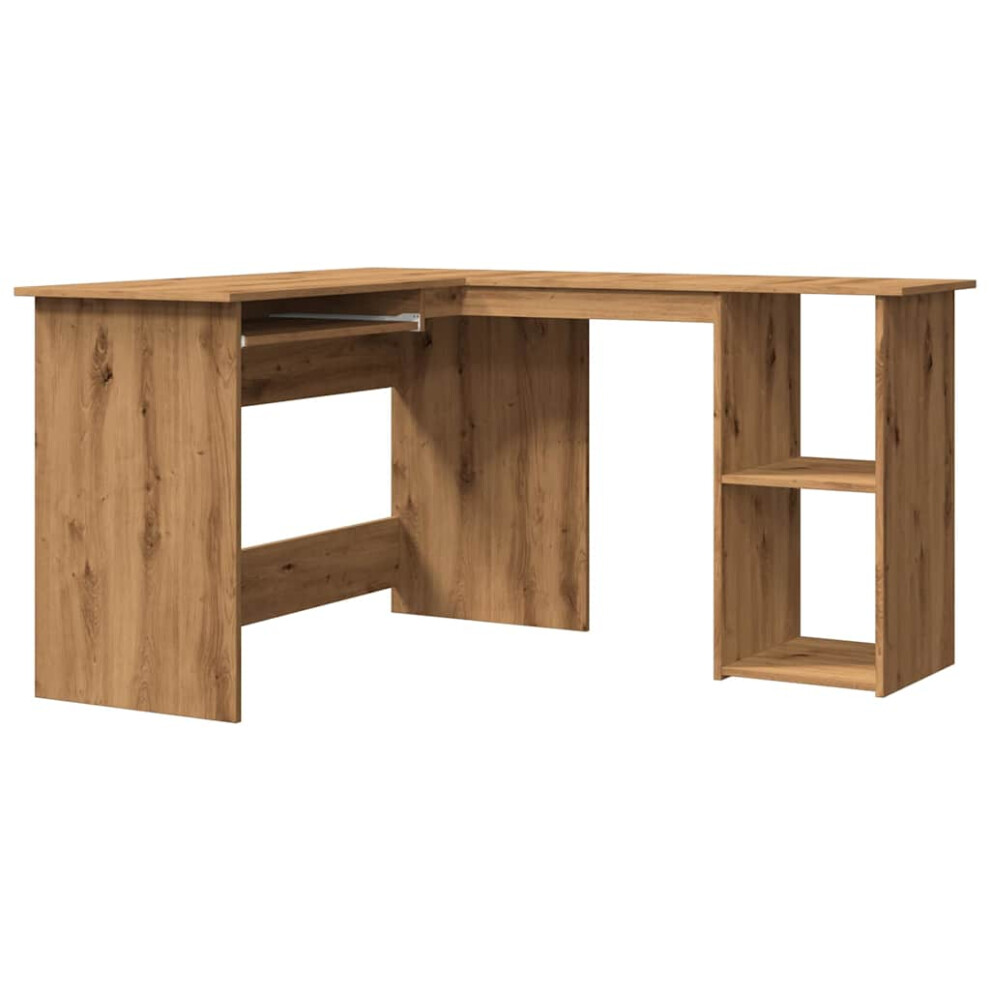 (artisan oak) vidaXL Corner Desk Computer Desk Study L-shaped Desk Table Engineered Wood