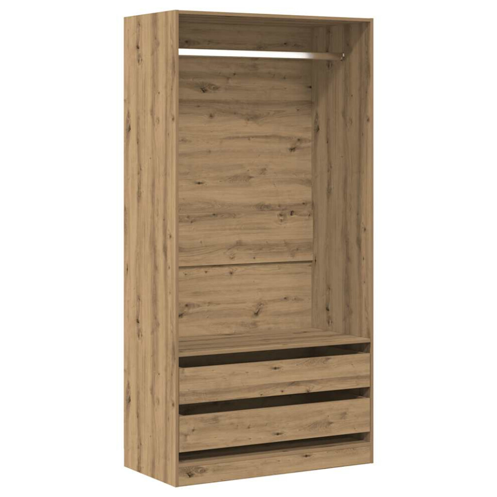 Vidaxl (Artisan Oak, 100 X 50 X 200 Cm/ 4 Drawers) Wardrobe Clothing Storage Hanger Clothes Cabinet Closet Engineered Wood