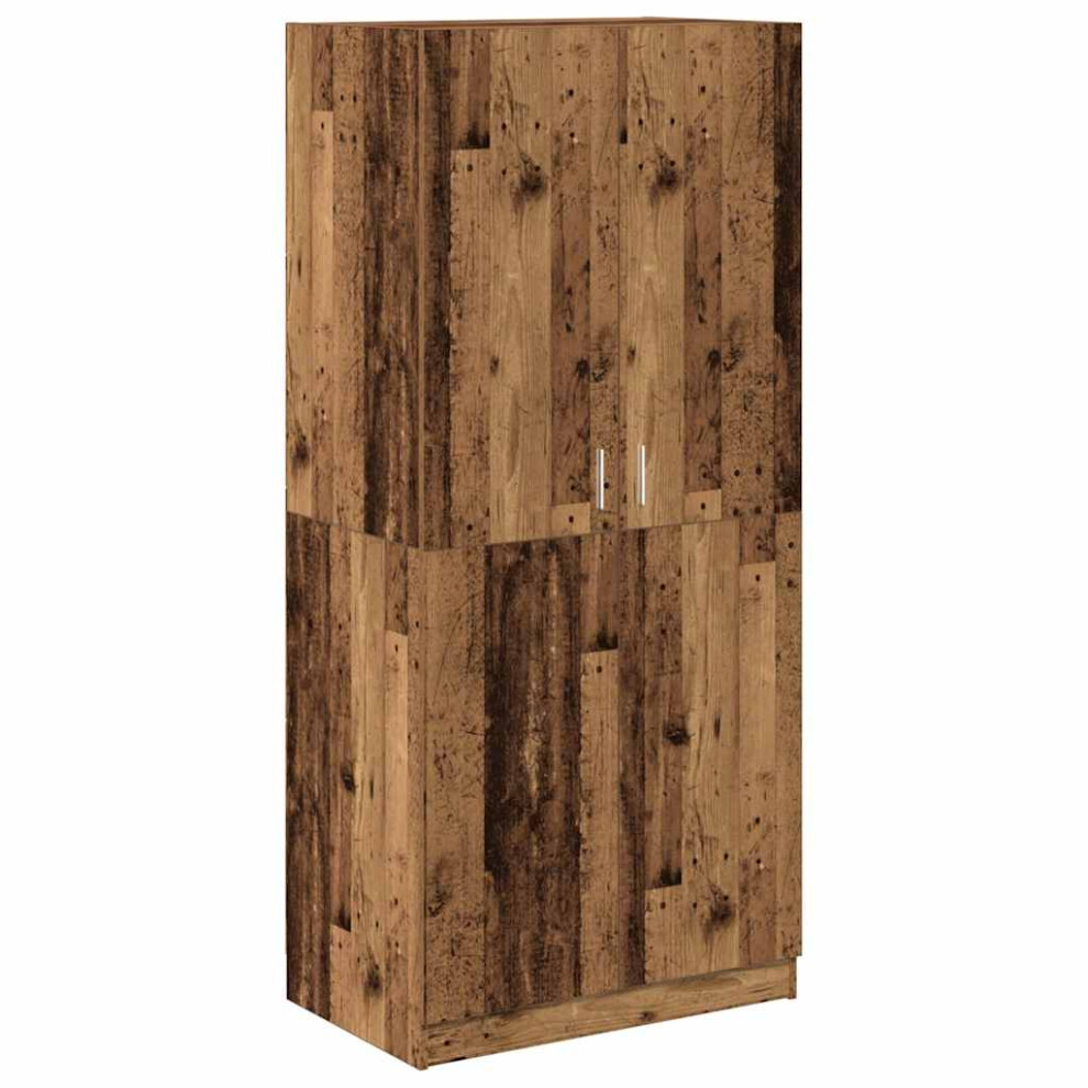 Vidaxl (Old Wood) Wardrobe Clothing Cabinet Hanger Clothes Organiser Unit Engineered Wood