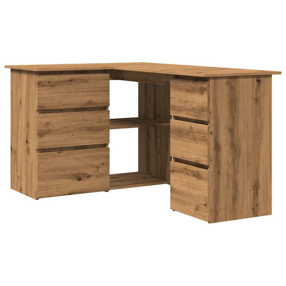 (artisan oak) vidaXL Corner Desk Chipboard Home Office Computer Study Table Multi Colours