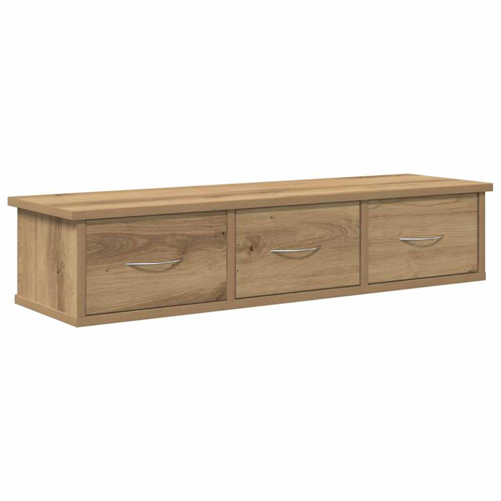 (artisan oak) vidaXL Wall-mounted Drawer Shelf Wall Rack Storage Cabinet Engineered Wood