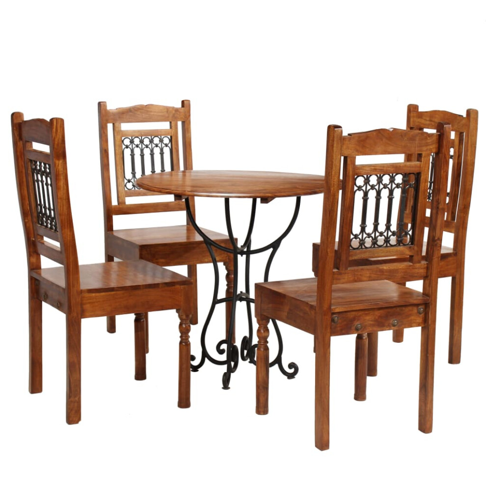 (4 piece) vidaXL Dining Table Dining Room Table Solid Acacia Wood With Sheesham Finish