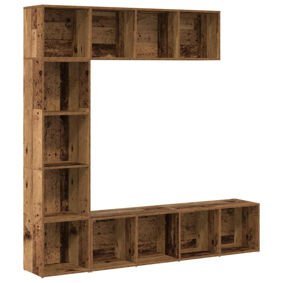Vidaxl (Old Wood) Book/Tv Cabinet Set 3 Piece Book Stand Rack Wall Shelf Multi Colours