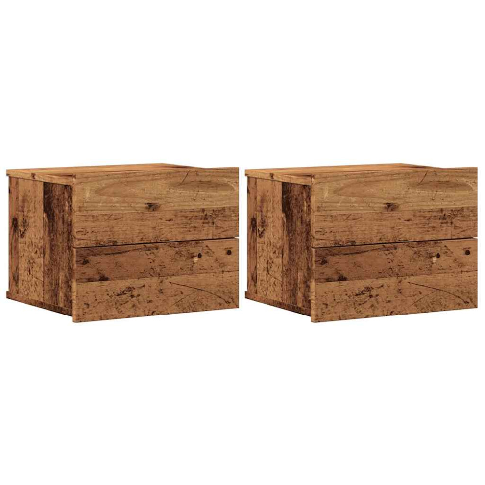 Vidaxl (Old Wood, 2 Pcs) Bedside Cabinet Nightstand Bed Side Table Bed Cabinet Engineered Wood