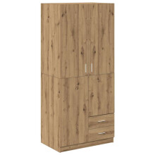 (artisan oak) vidaXL Wardrobe with 2 Drawers Clothing Cabinet Clothes Rack Engineered Wood