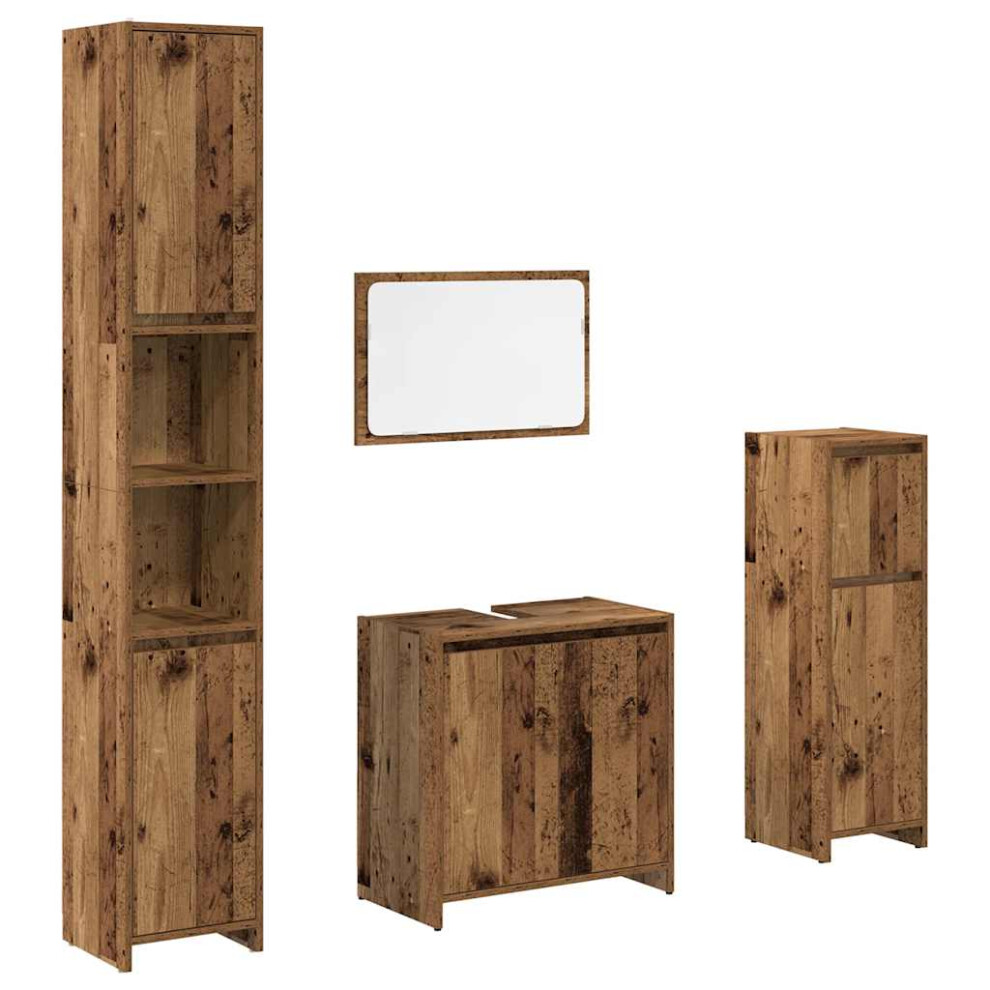 Vidaxl (Old Wood) Bathroom Furniture Set 4 Piece Engineered Wood Organiser Multi Colours