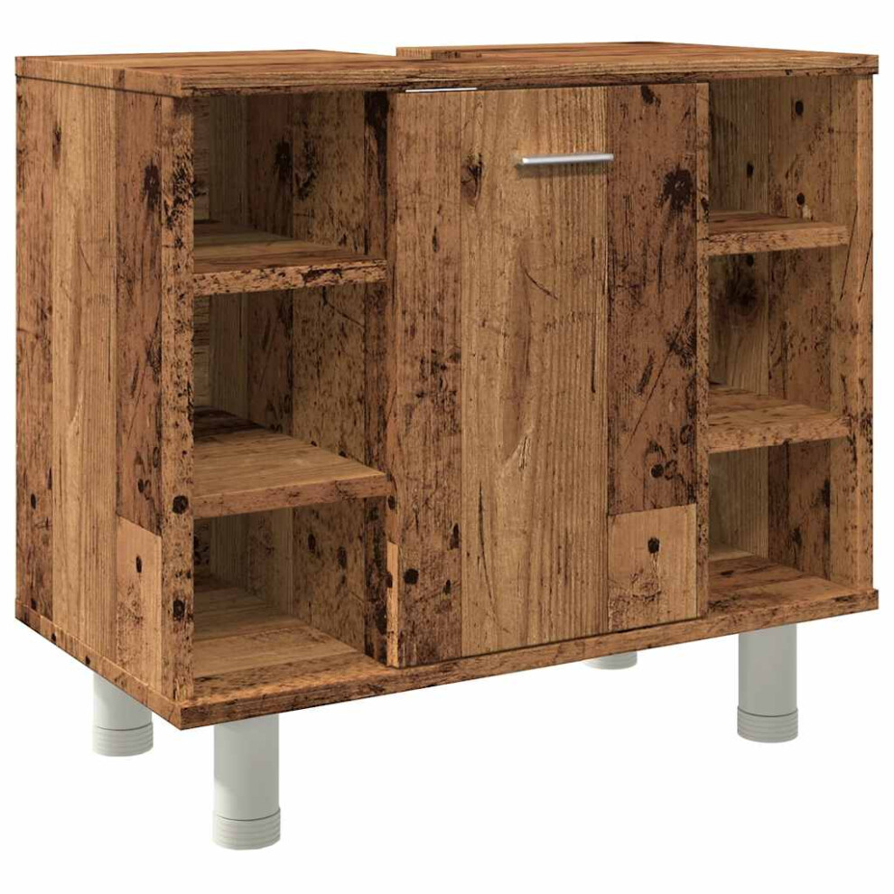 Vidaxl (Old Wood) Bathroom Cabinet Cupboard Storage Rack Sink Cabinet Engineered Wood