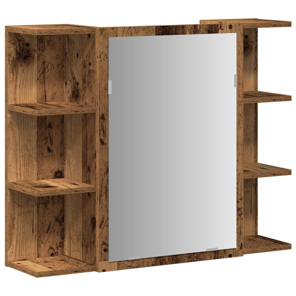 (old wood) vidaXL Bathroom Mirror Cabinet Storage Cupboard Side Cabinet Engineered Wood