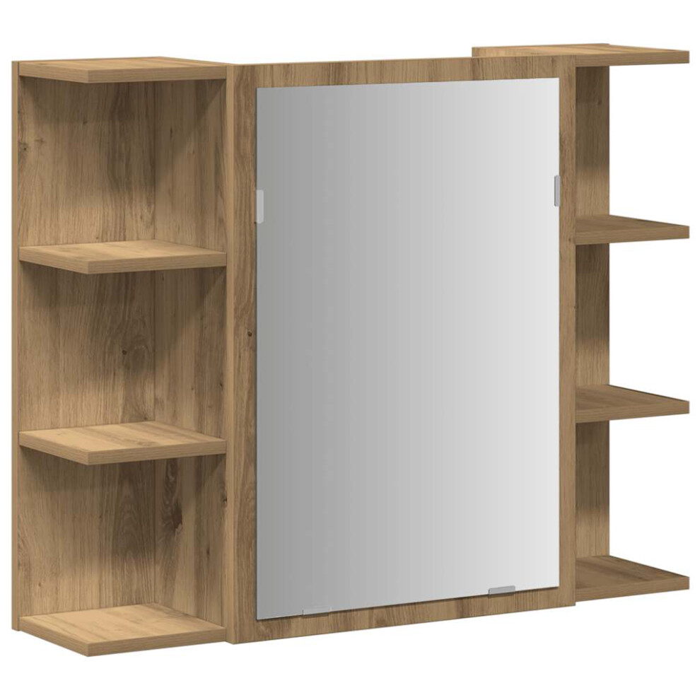 Vidaxl (Artisan Oak) Bathroom Mirror Cabinet Storage Cupboard Side Cabinet Engineered Wood