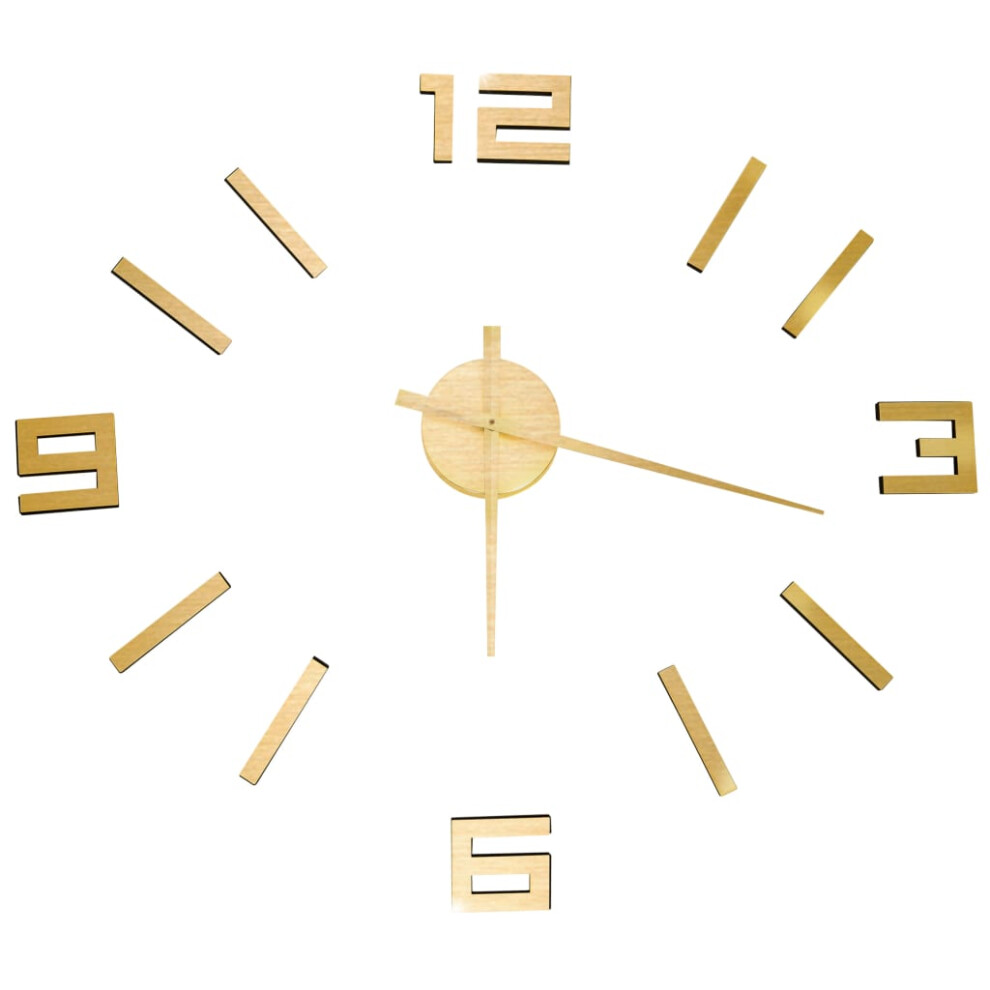 (gold) vidaXL 3D Wall Clock Modern Design Home Decor DIY Analog Clock Multi Colours