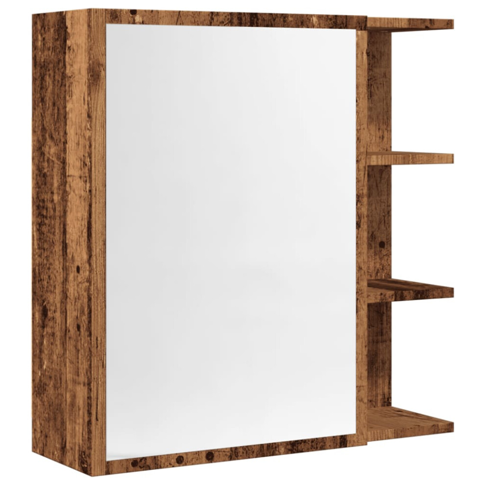 (old wood) vidaXL Bathroom Mirror Cabinet Storage Cupboard Side Cabinet Engineered Wood