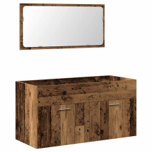 (old wood) vidaXL Bathroom Furniture Set 2 Piece Engineered Wood Sink Cabinet Storage