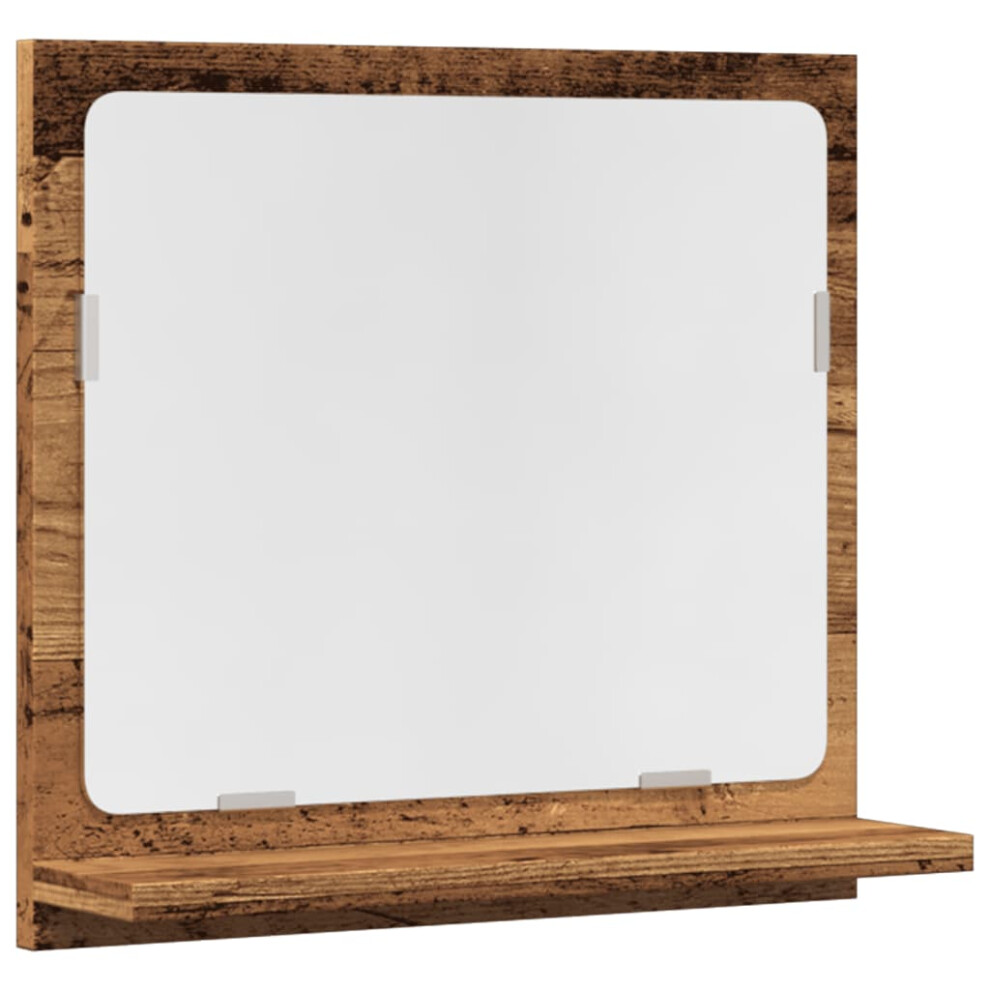 Vidaxl (Old Wood, 40 X 11 X 37 Cm) Bathroom Mirror Toilet Mirror Washroom Wall Mirror Engineered Wood