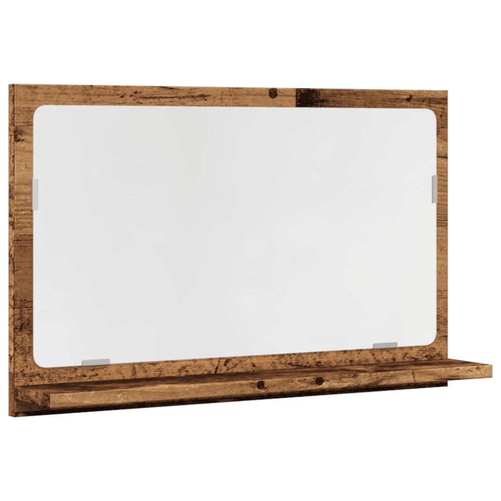 (old wood, 60 X 11 X 37 cm) vidaXL Bathroom Mirror Toilet Mirror Washroom Wall Mirror Engineered Wood