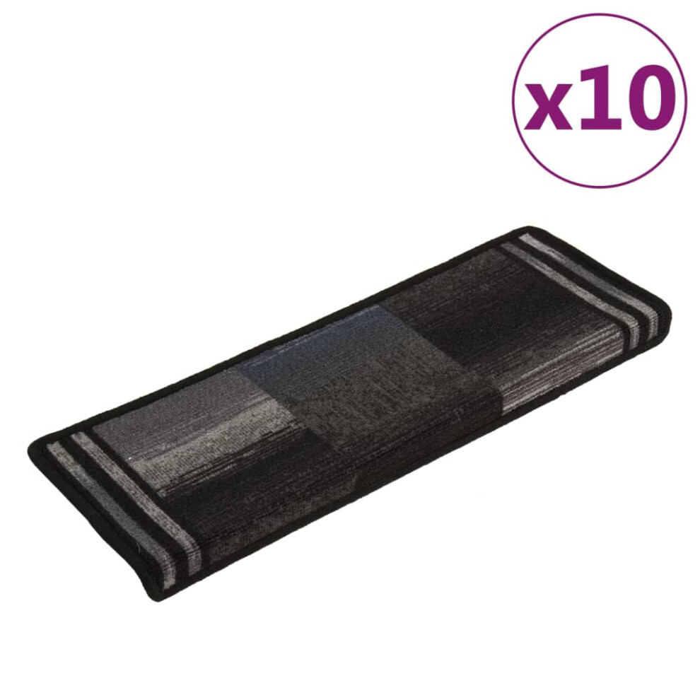 (black and grey) vidaXL Self-adhesive Stair Mats Carpet Stair Treads Stair Step Protector Rug
