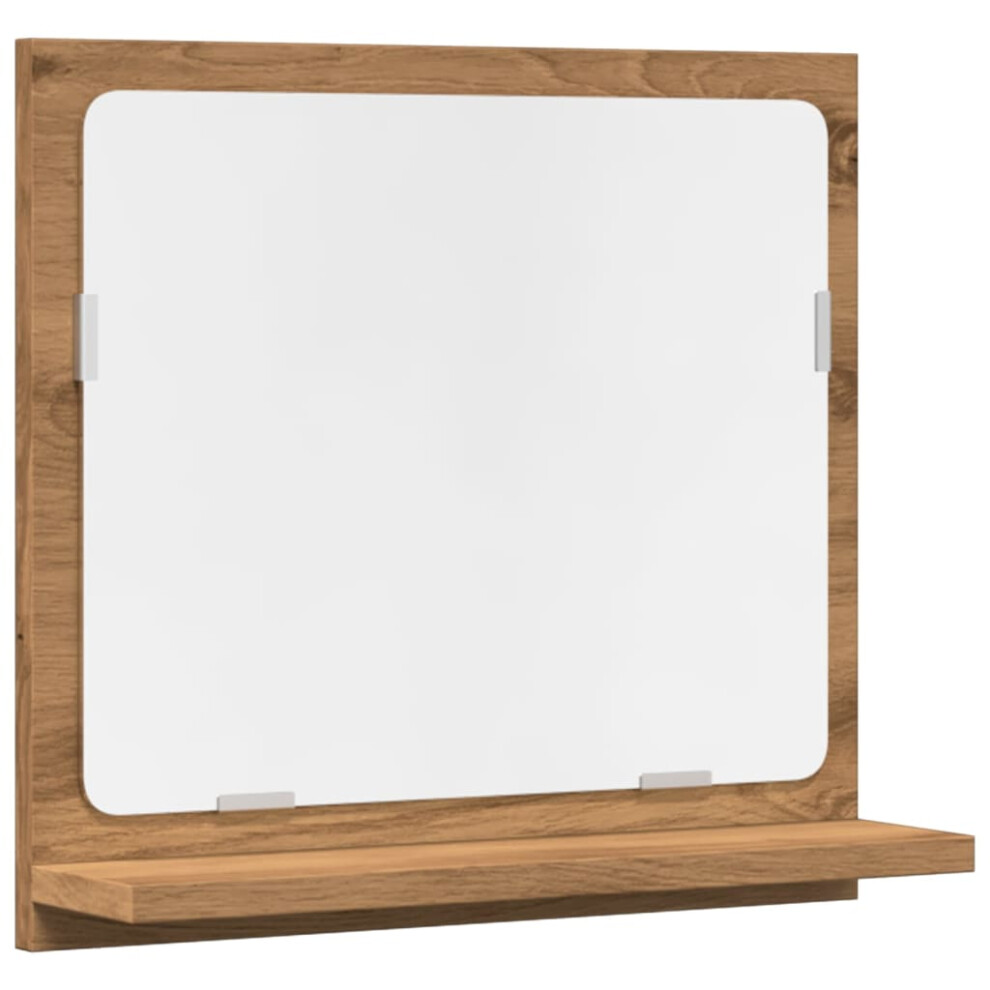 Vidaxl (Artisan Oak, 40 X 11 X 37 Cm) Bathroom Mirror Toilet Mirror Washroom Wall Mirror Engineered Wood