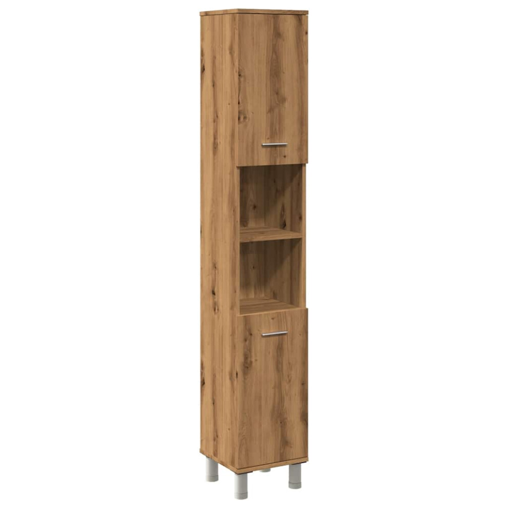 (artisan oak) vidaXL Bathroom Cabinet Washroom Cupboard Storage Shelf Rack Engineered Wood