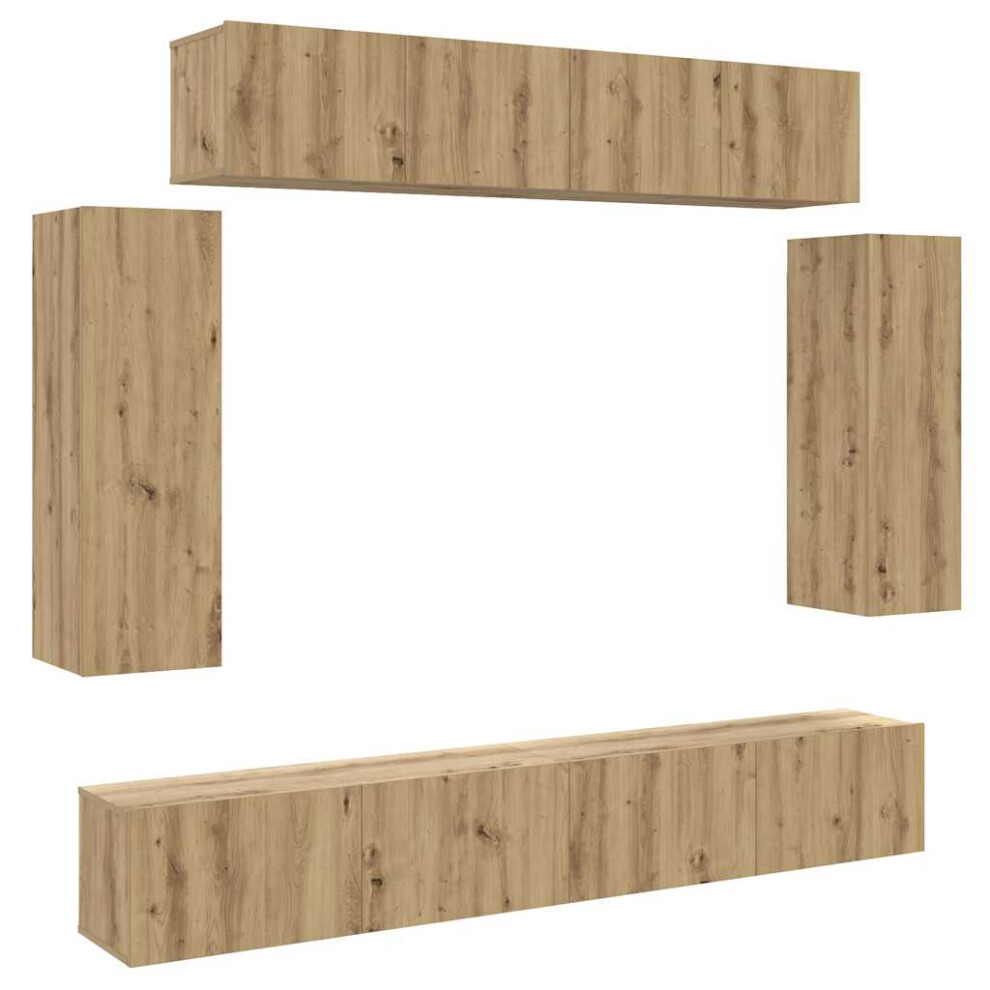 Vidaxl (Artisan Oak) Tv Cabinet Set 6 Piece Chipboard Tv Stand Cabinet 60/90Cm Multi Colours
