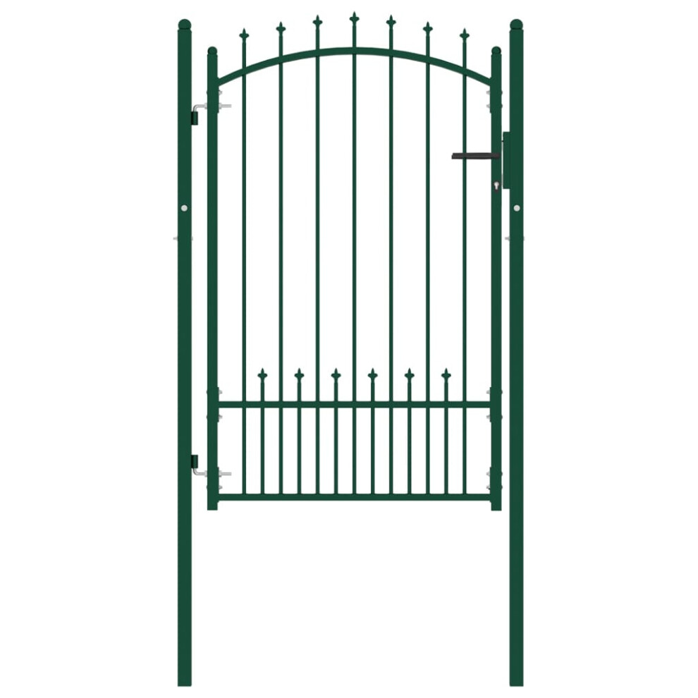 (green) vidaXL Fence Gate with Spikes Steel Garden Barrier Green/Black Multi Sizes