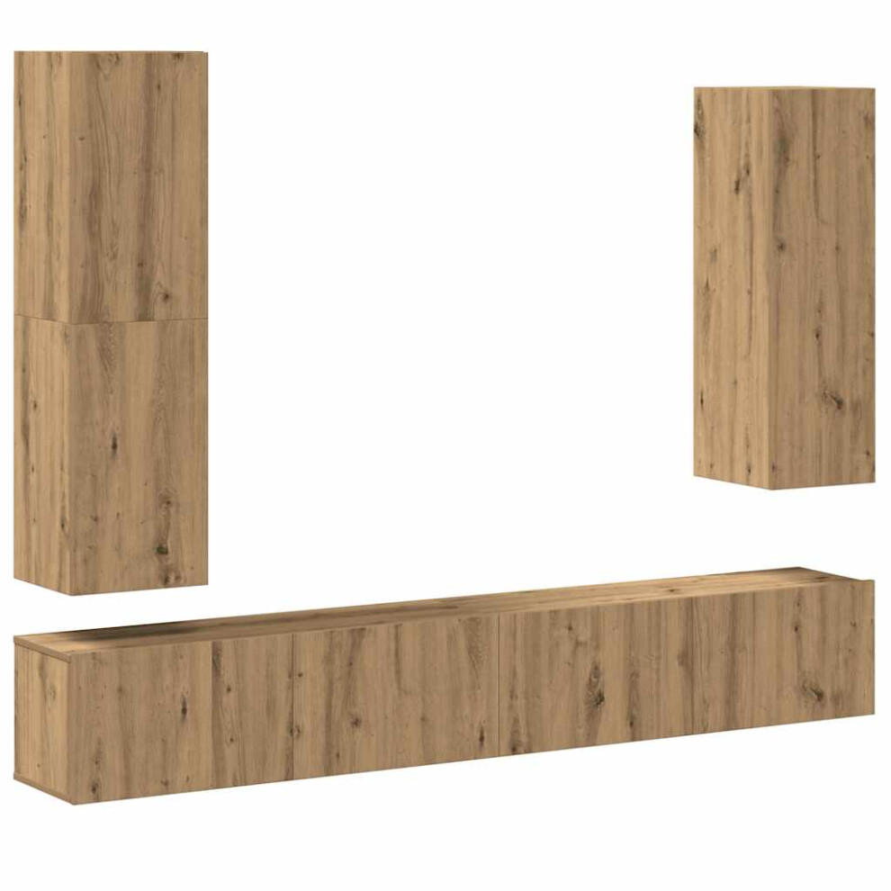 Vidaxl (Artisan Oak, 100 Cm) Tv Cabinet Set 4 Piece Engineered Wood Furniture Multi Colours/Sizes