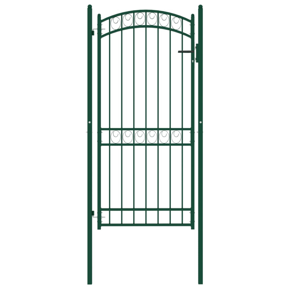 (green, 100 x 200 cm) vidaXL Fence Gate with Arched Top Steel Entrance Gate Green/Black Multi Sizes