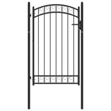 (black, 100 x 150 cm) vidaXL Fence Gate with Arched Top Steel Entrance Gate Green/Black Multi Sizes