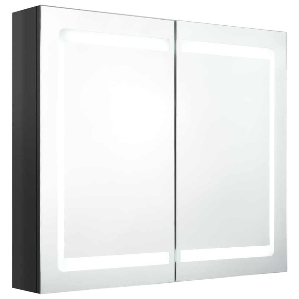 (shining black) vidaXL LED Bathroom Mirror Cabinet Washroom Wall Cabinet Storage Vanity Unit