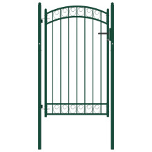(green, 100 x 150 cm) vidaXL Fence Gate with Arched Top Steel Entrance Gate Green/Black Multi Sizes