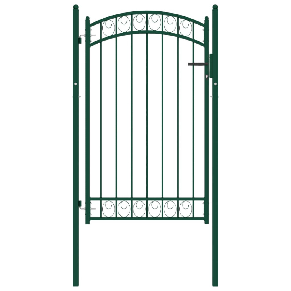 Vidaxl (Green, 100 X 150 Cm) Fence Gate With Arched Top Steel Entrance Gate Green/Black Multi Sizes