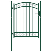 (green, 100 x 125 cm) vidaXL Fence Gate with Arched Top Steel Entrance Gate Green/Black Multi Sizes