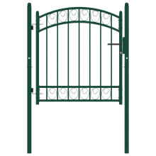 (green, 100 x 100 cm) vidaXL Fence Gate with Arched Top Steel Entrance Gate Green/Black Multi Sizes