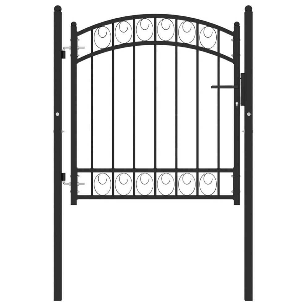 Vidaxl (Black, 100 X 100 Cm) Fence Gate With Arched Top Steel Entrance Gate Green/Black Multi Sizes