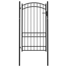 (black, 100 x 175 cm) vidaXL Fence Gate with Arched Top Steel Entrance Gate Green/Black Multi Sizes