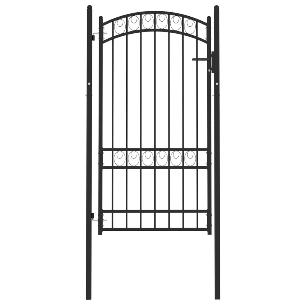 (black, 100 x 175 cm) vidaXL Fence Gate with Arched Top Steel Entrance Gate Green/Black Multi Sizes