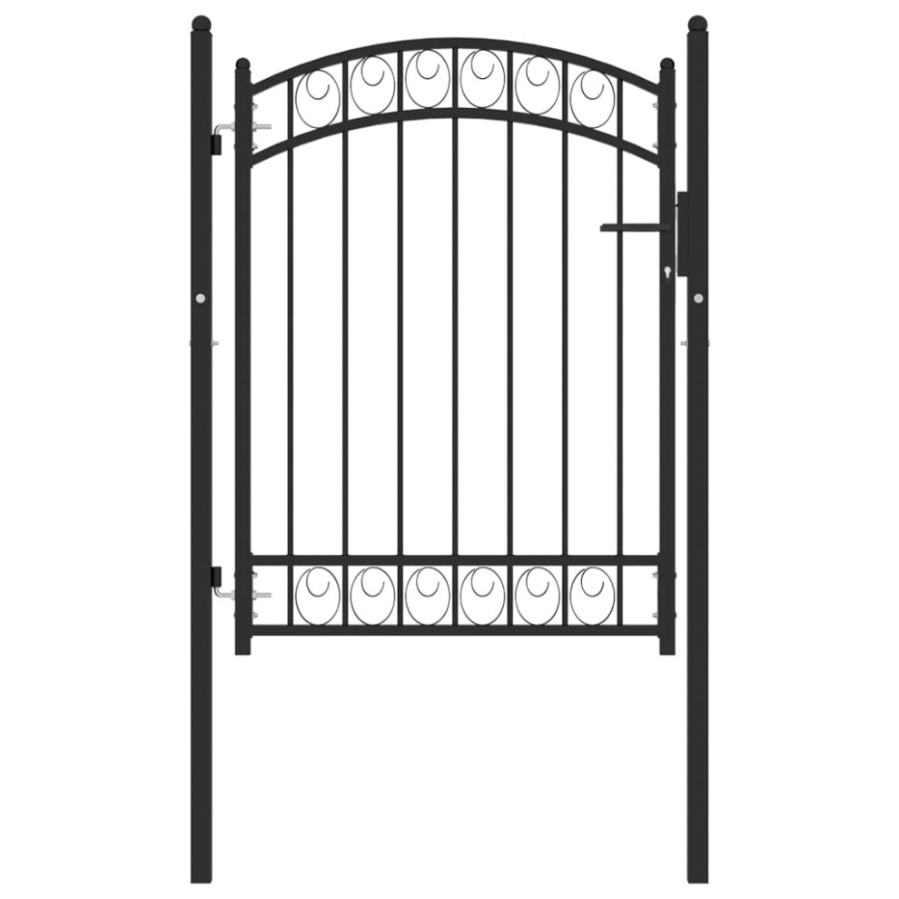 (black, 100 X 125 cm) vidaXL Fence Gate With Arched Top Steel Entrance Gate Green/Black Multi Sizes