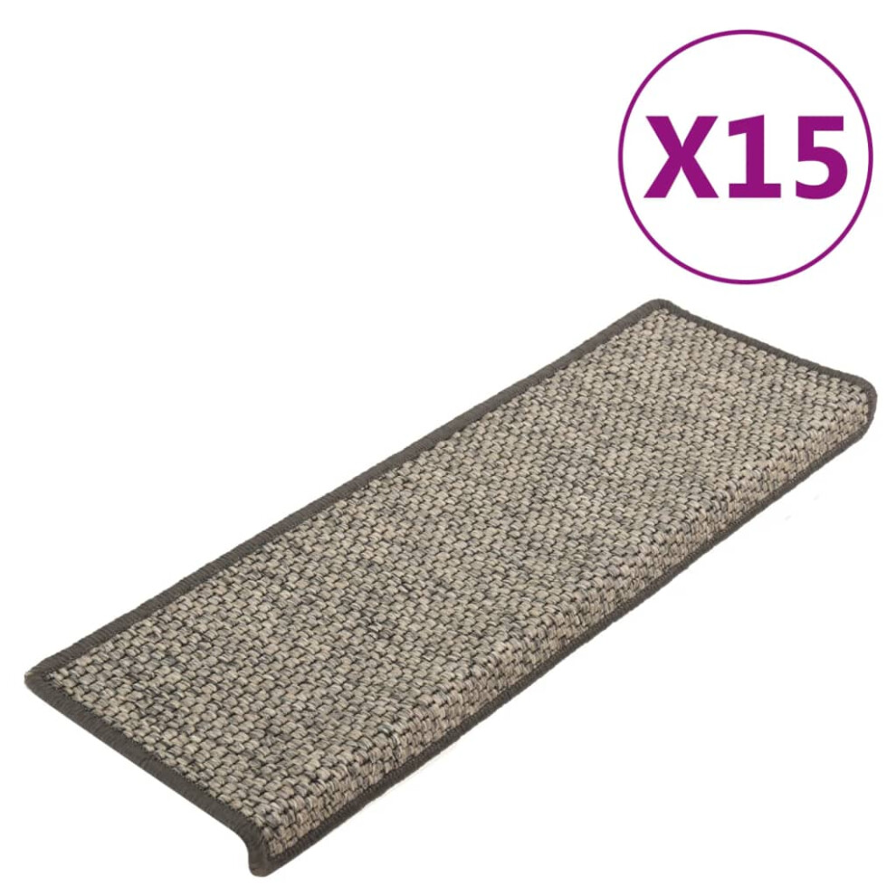 (grey and beige) vidaXL Self-adhesive Stair Mats Stair Treads Protector Rug Sisal-Look 15 pcs