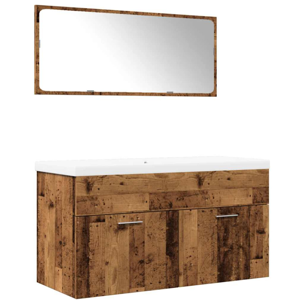 Vidaxl (Old Wood) Bathroom Furniture Set Chipboard Washroom Multi Colours Multi Sizes