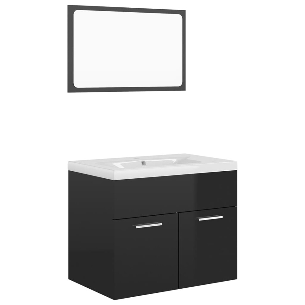 (high gloss black) vidaXL Bathroom Furniture Set Chipboard Washroom Multi Colours Multi Sizes