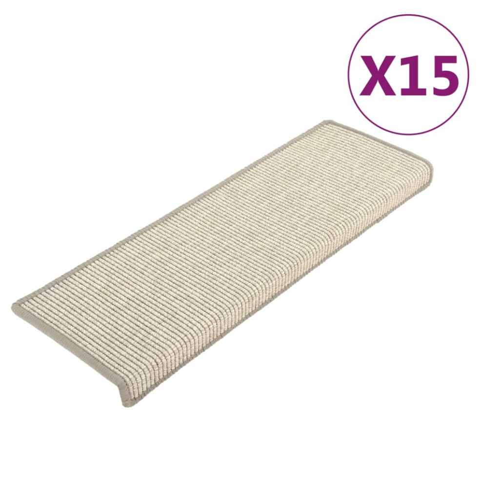 Vidaxl Silver (Silver) Self-Adhesive Stair Mats Stair Treads Protector Rug Sisal-Look 15 Pcs