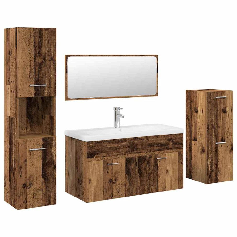 (old wood) vidaXL Bathroom Furniture Set Chipboard Wall Mirror Multi Sizes Multi Colors