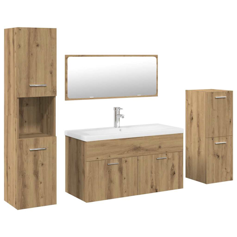 (artisan oak) vidaXL Bathroom Furniture Set Chipboard Wall Mirror Multi Sizes Multi Colors