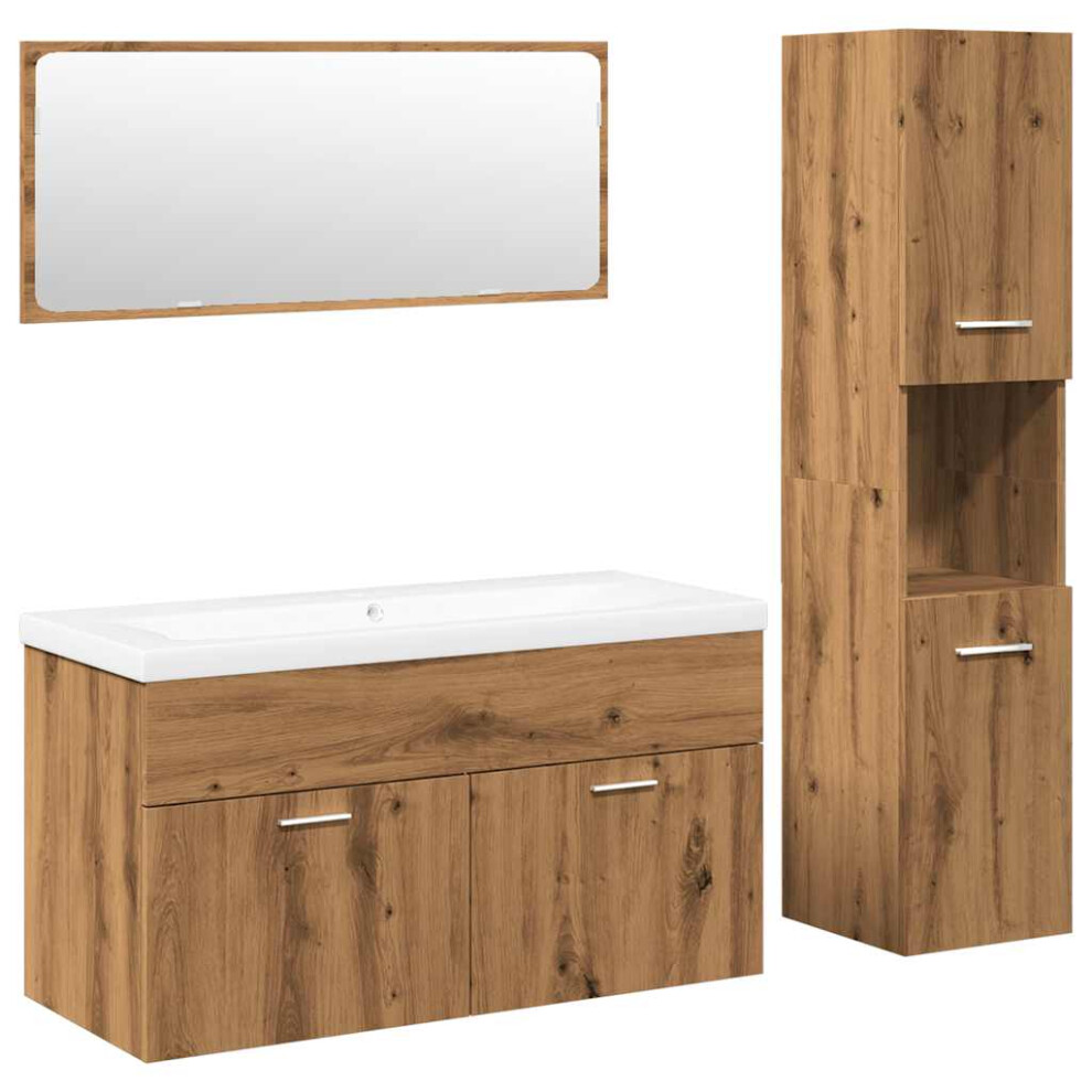 Vidaxl (Artisan Oak) Bathroom Furniture Set Chipboard Wall Mirror Multi Sizes Multi Colors