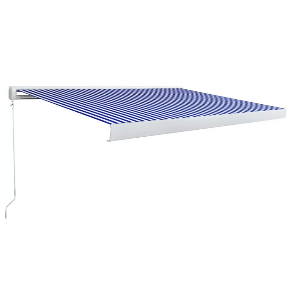 (blue and white, 350 x 250 cm) vidaXL Manual Cassette Awning Retractable Window Canopy Shade Patio Awning