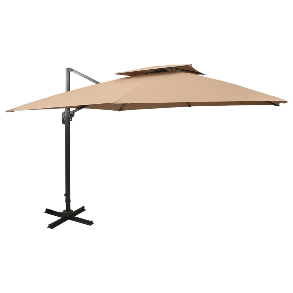 (taupe, 300 x 300 cm) vidaXL Cantilever Umbrella with Double Top Garden Sunshade Outdoor Parasol