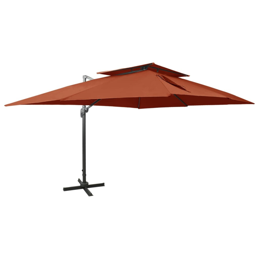 Vidaxl (Terracotta, 300 X 400 Cm) Cantilever Umbrella With Double Top Garden Sunshade Outdoor Parasol