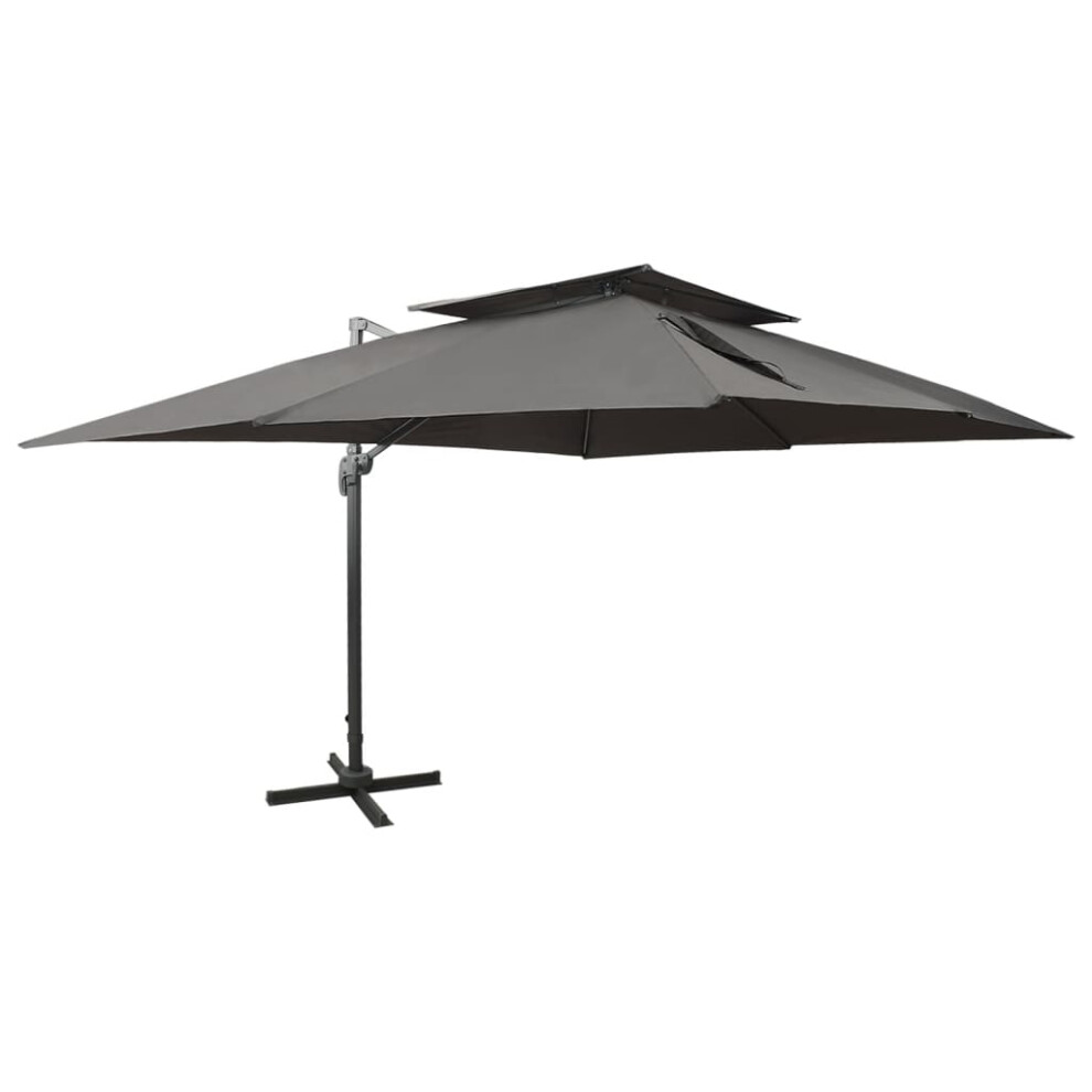 Vidaxl (Anthracite, 300 X 400 Cm) Cantilever Umbrella With Double Top Garden Sunshade Outdoor Parasol