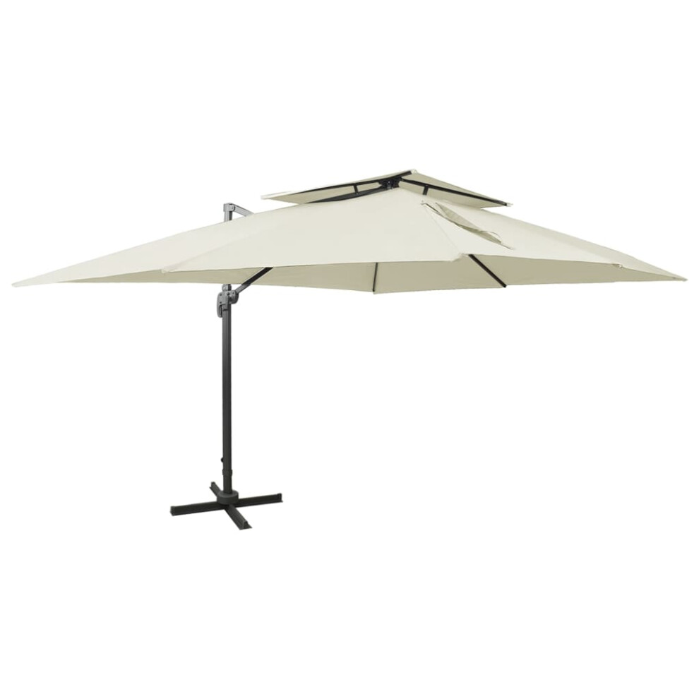 Vidaxl (Sand, 300 X 400 Cm) Cantilever Umbrella With Double Top Garden Sunshade Outdoor Parasol